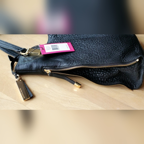 NEW Vince Camuto Genuine Pebble Leather "Riley" Tote Crossbody Bag Purse Black - Picture 8 of 16